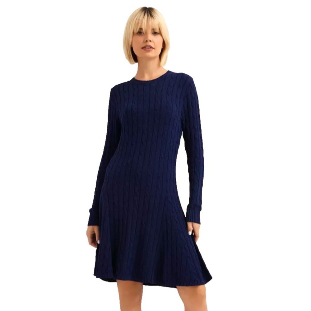 Polo Ralph Lauren Women's Cable Knit Sweater Dress size XL NWT Navy Blue